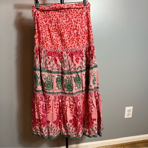 Farm Rio Ainika Print Macaws 3D Flower Apliques Maxi Skirt - Picture 6 of 12